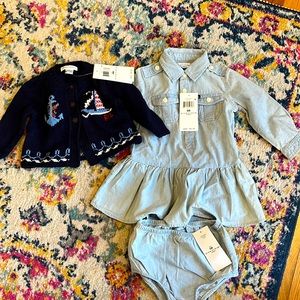 Adorable baby Ralph Lauren Jean dress & sweater
